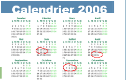 Calendrier 2008 des WE